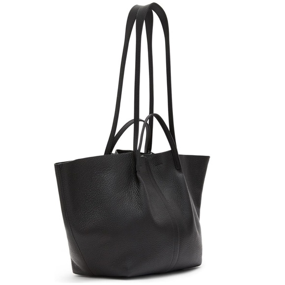 AllSaints Odette Leather East West Tote Bag NWT Black w Pouch - Picture 4 of 8
